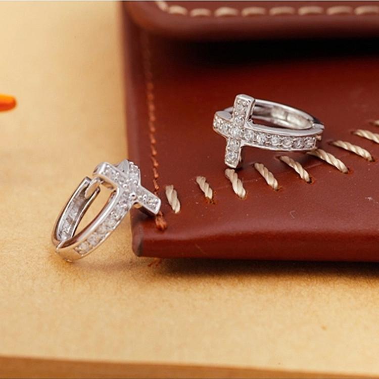 ピアス レディース メンズ シルバー925 十字架 小さめ 幾何学 イヤリング 男女兼用 軟骨 フープピアス ..