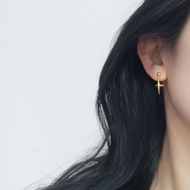 ピアス メンズ シルバー925 スター クロス ストリート ヒップホップ トレンド クール ボーイフレンド ..