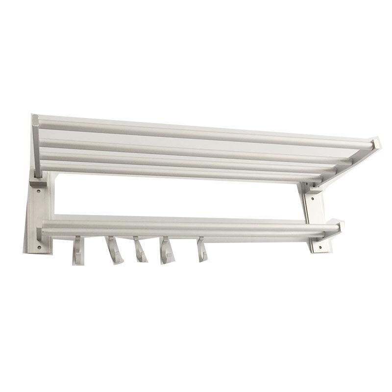 Towel Racks - 毛巾ラック バスルーム用 壁掛け式 アルミ製 タオルバー 折りたたみ 収納棚付き 省スペース 浴室用ラック 40cm 50cm 60cm 70cm 80cm