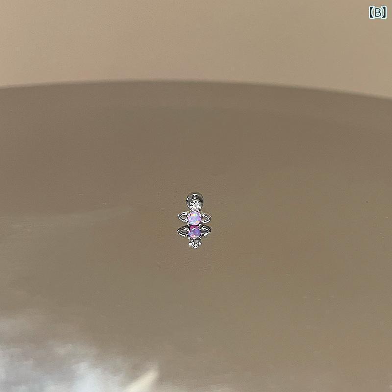 ピアス レディース メンズ チタン鋼製 土星モチーフ かわいい ミニピアス 耳 骨ピアス 金属アレルギー対応 電気メッキ加工 星 アクセサリー 銀色 ピンクの商品画像 2