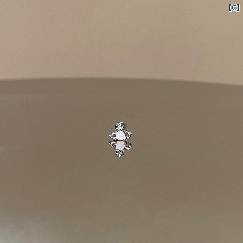 ピアス レディース メンズ チタン鋼製 土星モチーフ かわいい ミニピアス 耳 骨ピアス 金属アレルギー対応 電気メッキ加工 星 アクセサリー 銀色 ピンクの商品画像 3