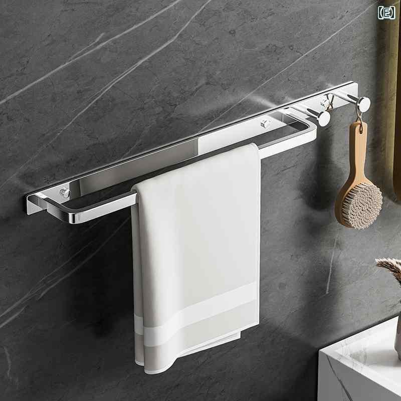 タオル掛け ステンレス製タオルバー 洗面所 壁掛け 粘着 穴あけ不要 タオルハンガー 60cm ブラック 黒 ..