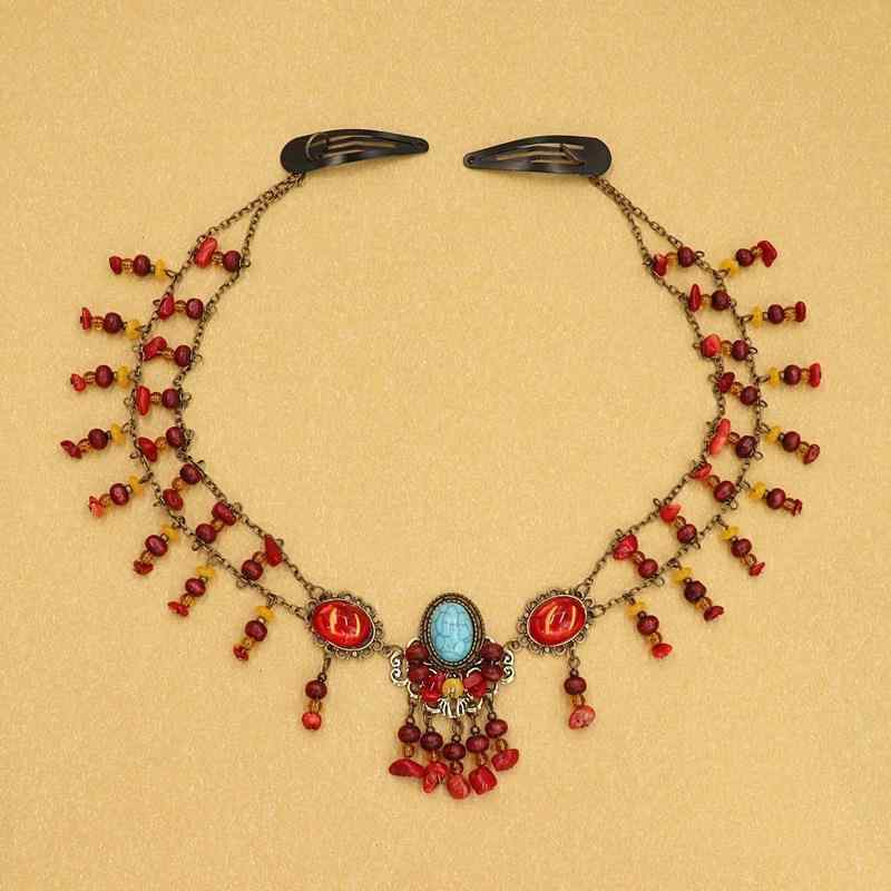 ヘアアクセサリー 男性用 エスニック 民族風 額飾り ヘアクリップ イヤリング 合金 シルバー トラベル ..