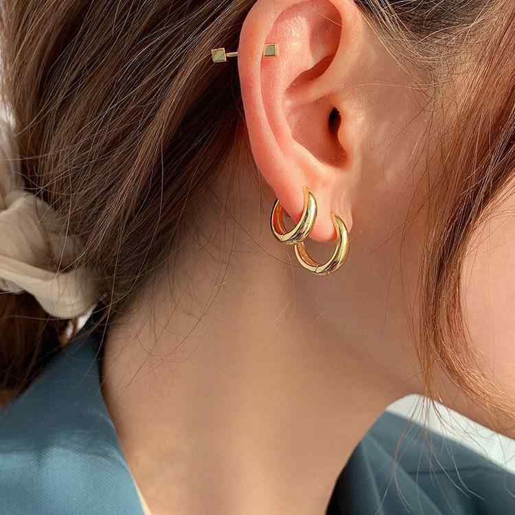 Other - ピアス レディース S925銀針 サークルピアス 韓国風 ファッション 幾何学模様 電気メッキ加工 シルバー ゴールド 小さめ 大ぶり フープピアス