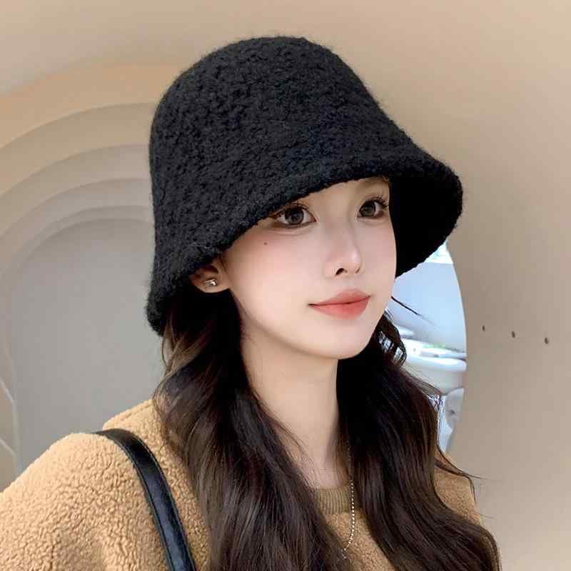 For Women - 帽子 レディース 秋冬 羊毛 バケットハット 小顔効果 あったか もこもこ ハット ブラック 黒 ベージュ ブラウン 防寒 保温 日よけ おしゃれ かわいい カジュアル