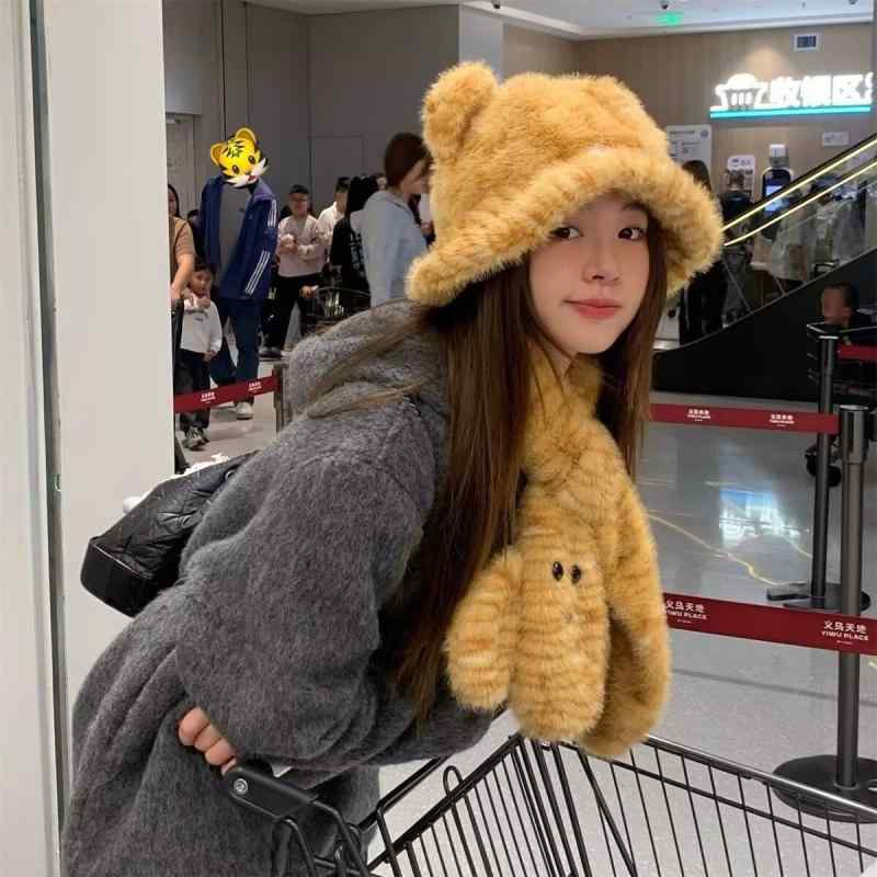 帽子 レディース 秋冬 暖かい 防寒 ヒョウ柄 帽子 ヒョウ柄 マフラー セット ふわふわ かわいい 漁夫帽 女性用 防寒 保温