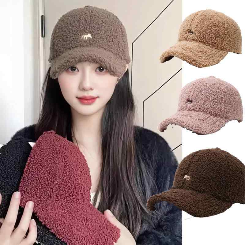 帽子 レディース 秋冬用 大頭 暖かい 小狐 刺繡入り ボア 野球帽 メンズ ファッション小物 防寒 UVカット 日よけ おしゃれ かわいい コーヒー色 黒 カーキ色 ベージュ ワインレッド 白