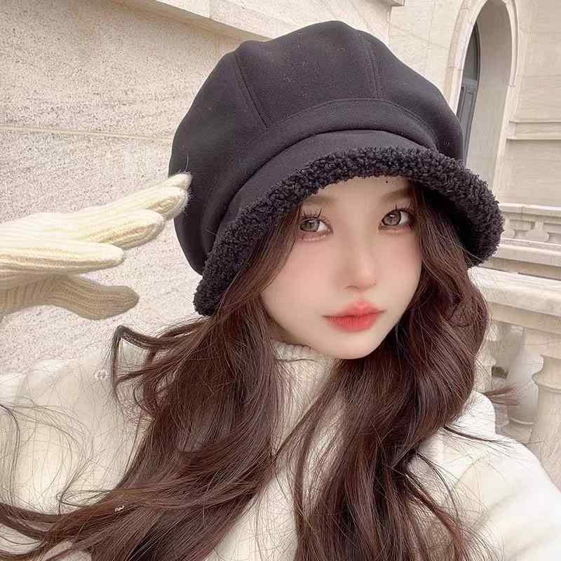 Knit Hat - 帽子 レディース 秋冬 小顔効果 あったか ふわふわ 漁夫帽 ベレー帽 キャスケット