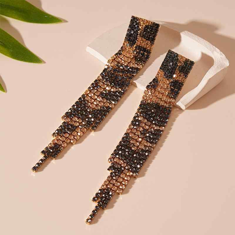ピアス レディース ヒョウ柄 ジルコニア フリンジ シルバー925 ファッション 幾何学 イヤリング 欧米スタイル 高級感 ブライダル パーティー