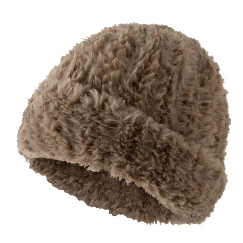 Knit Hat - ニット帽 レディース 大頭 暖かい 防寒 耳あて 伸縮性 ゆったり 小顔効果 ビーニー 秋冬 ホワイト グレー ブラウン ピンク系 カジュアル 普段使い