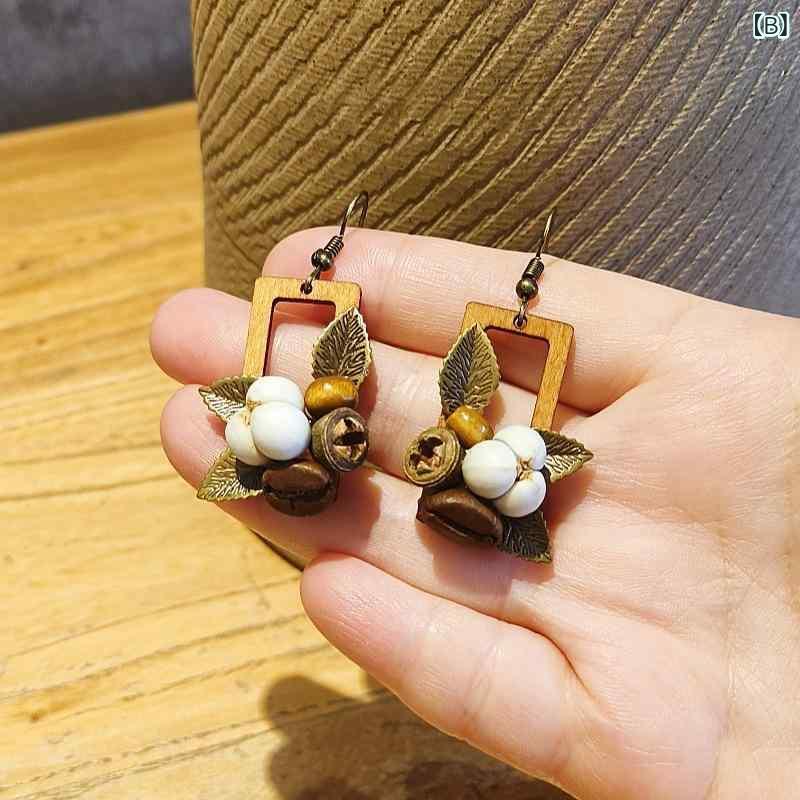 イヤリング レディース レトロ 幾何学模様 森ガール 小花柄 アレルギー対応 チタンポスト アクセサリー ギフト