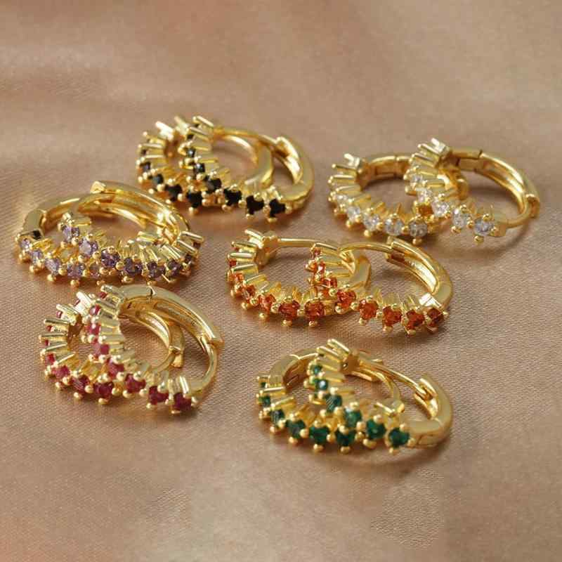 翠榴石 - ピアス レディース シルバー925 幾何学模様 ジルコニア フープピアス 電気メッキ加工 アレルギー対応 アクセサリー ゴールド ブラック パープル オレンジ ピンク系 グリーン ブルー マルチカラー インスタ映え