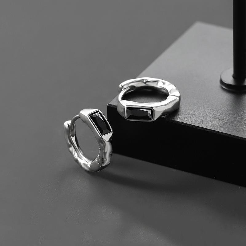 ピアス メンズ 男性用 シルバー925 ブラック ジルコニア イヤーカフ イヤリング シンプル 高級感 幾何..