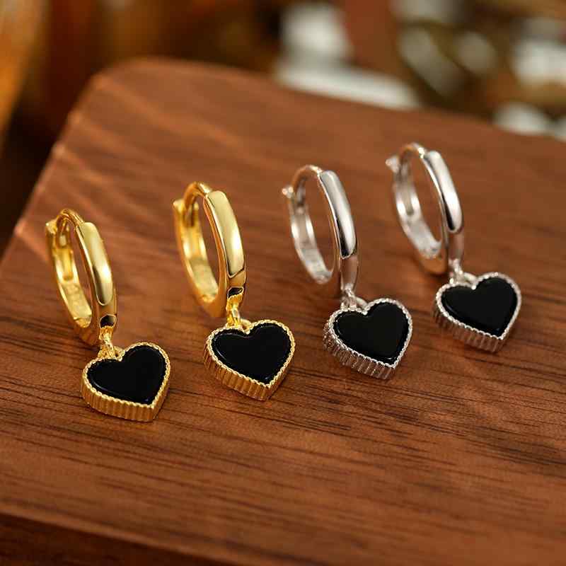 ピアス 男女兼用 シルバー925 ブラック 愛のハート 小さめ 電気メッキ加工 個性的 デザイン 高級感 多..