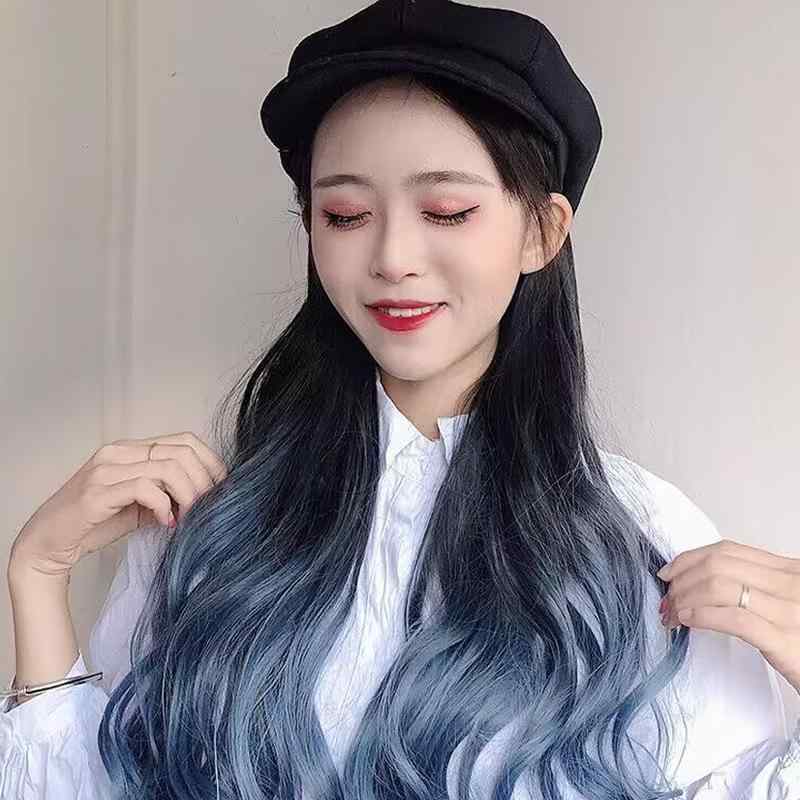 帽子 レディース ウィッグ ロング カール 巻き髪 高温丝 鸭舌帽一体型 自然 普段使い かわいい 小顔効果 ブラウン ブラック系 ブルー アッシュ