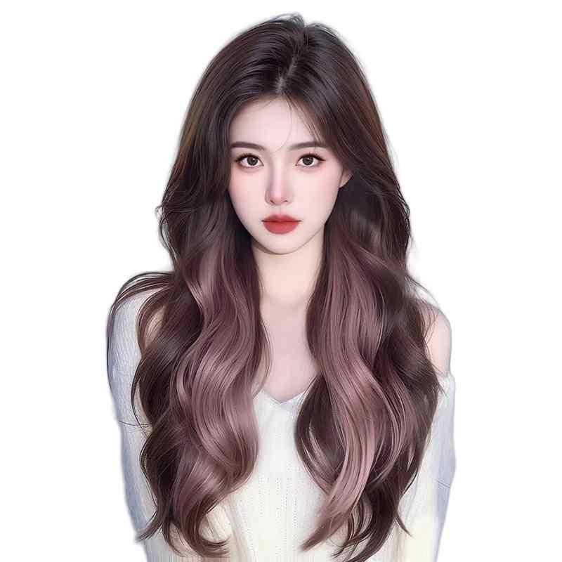 ヘアエクステ レディース ウェーブ ワンタッチ グラデーション メッシュ 60cm 高温耐熱 薄藤色 白茶灰 烟灰藍 桜花ピンク 北極グリーン 亜麻ゴールド ラズベリーレッド