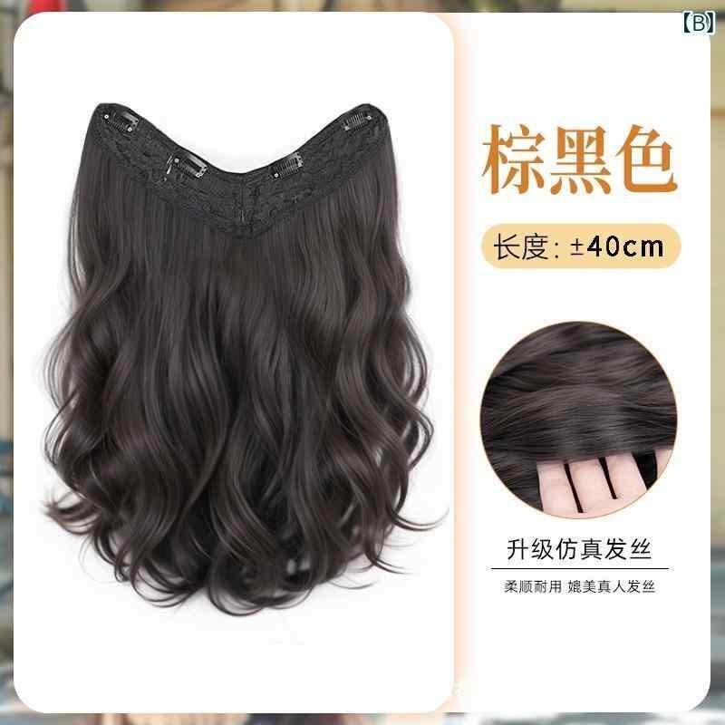 ヘアピース レディース 部分ウィッグ 40cm 50cm 60cm ストレート カール 自然 黒髪 茶髪 エクステ ワンタッチ 取り付け 簡単 イメチェン ボリュームアップ 2