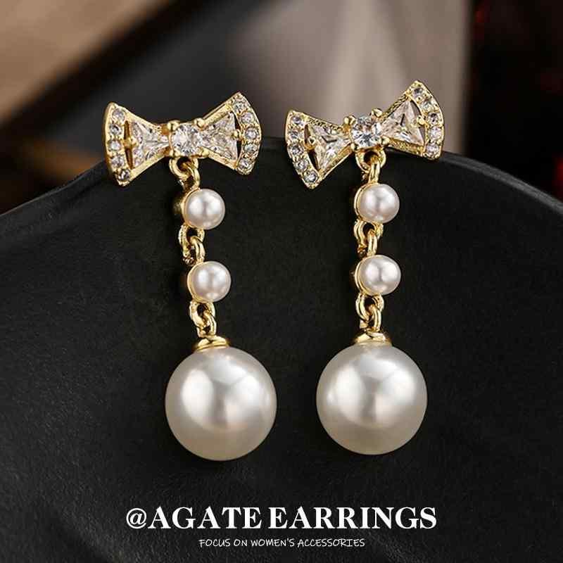 Earrings - ピアス レディース 蝶々 バタフライ ジルコニア パール s925シルバー 電気メッキ加工 高級感 軽奢風 イヤリング アクセサリー パーティー ファッション 通勤 ギフト