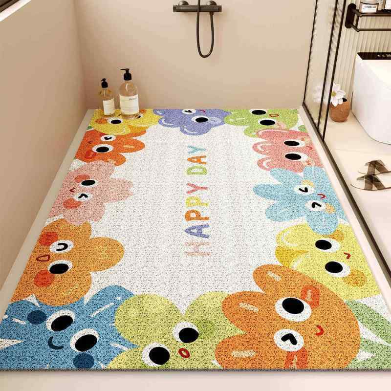 バスマット 子供用 浴室マット カーペット PVC製 防カビ 排水 速乾 滑り止め かわいい お風呂マット 浴室 洗面所 脱衣所