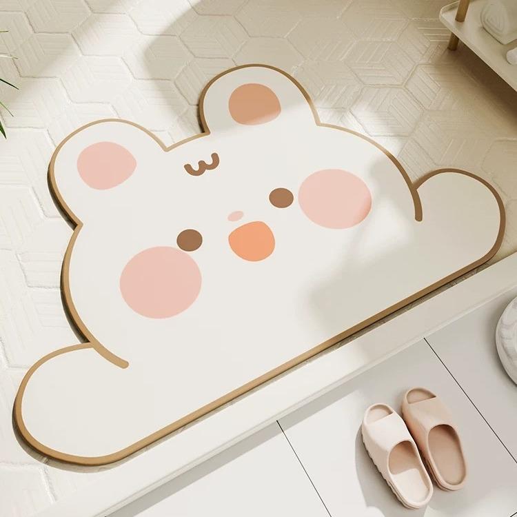 マット 浴室マット 吸水速乾 滑り止め バスマット トイレマット ドアマット 珪藻土 かわいい ウサギ 犬..