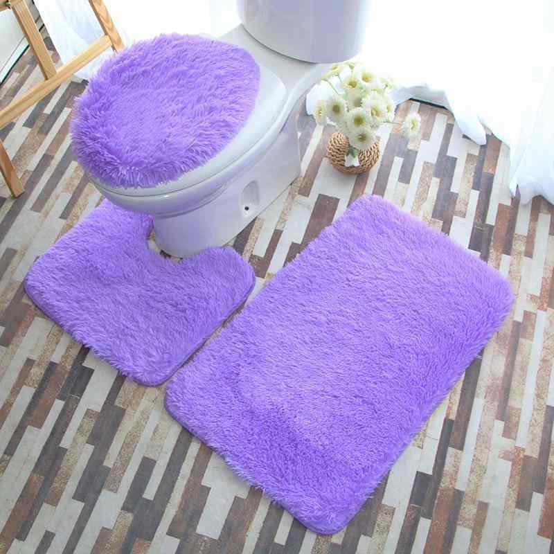 トイレマット 3点セット ポリエステル 無地 吸水 速乾 浴室 足拭きマット 洗える おしゃれ シンプル モ..