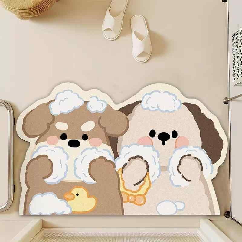 マット 子供用 洗面所マット 浴室マット ドッグ柄 吸水 速乾 滑り止め 柔らかい かわいい 動物 アニマル