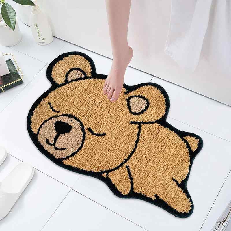 玄関マット かわいい 動物 アニマル 異形 ポリエステル製 絨毯 じゅうたん 足ふきマット バスマット 浴..