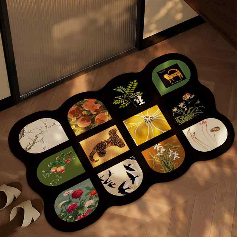 バスマット 珪藻土マット 浴室マット 吸水速乾 防滑 洗面所 脱衣所 おしゃれ かわいい 植物柄 花柄 ヒョウ柄