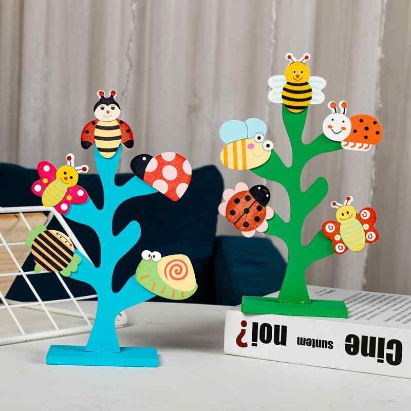 木製オブジェ 子供用 カラー 動物 デコレーション クリスマス 卓上 飾り かわいい 4個セット