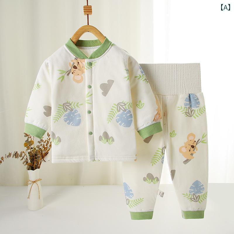 ベビー服 秋冬 中綿入り コットン パジャマ 上下セット 厚手 赤ちゃん 幼児 子供用...