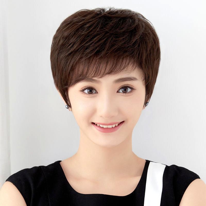 ウィッグ レディース 女性用 ショート 短髪 ストレート 中高年 ミセス 全頭かつら ヘアスタイル 自然 ブラック 黒 ブラウン 茶 高温耐熱