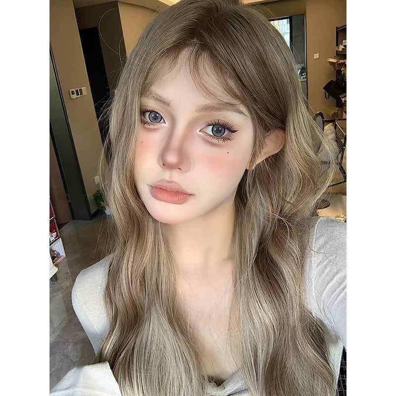 ヘアピース 女性用 かつら 金髪 グラデーション レース アッシュ ゆるふわ巻き髪 フルウィッグ 白金 ファッション 普段使い おしゃれ