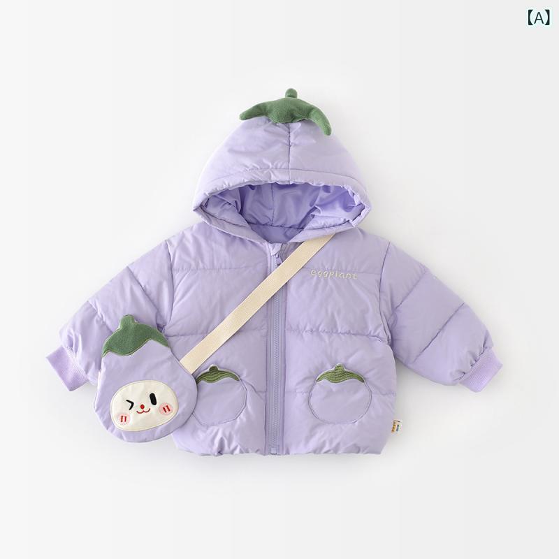 ベビー服 女児 中綿入り ジャケット 厚手 三層構造 綿入り アウター 冬 配色 紫