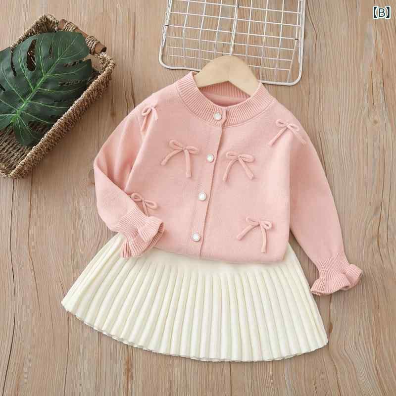 子供服 ニット セーター セットアップ スカート 春秋 女の子 ベビー カーディガン ...
