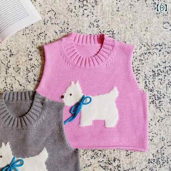子供服 ベスト 女の子 春秋 ニット セーター 中小キッズ かわいい ベビー服 チョッキ 普段使い お出かけ