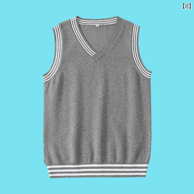 子供服 ベスト ニットベスト 男女兼用 ストライプ チェック柄 学院風 コットン チョッキ 110cm 120cm 130cm 140cm 150cm 160cm 170cm 180cm 紺色 グレー 防寒着 普段使い 通園 通学