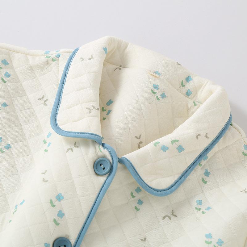 パジャマ レディース 秋冬 長袖 三層 あったか キルトニット 綿 部屋着 ルームウェア 上下セット かわ..