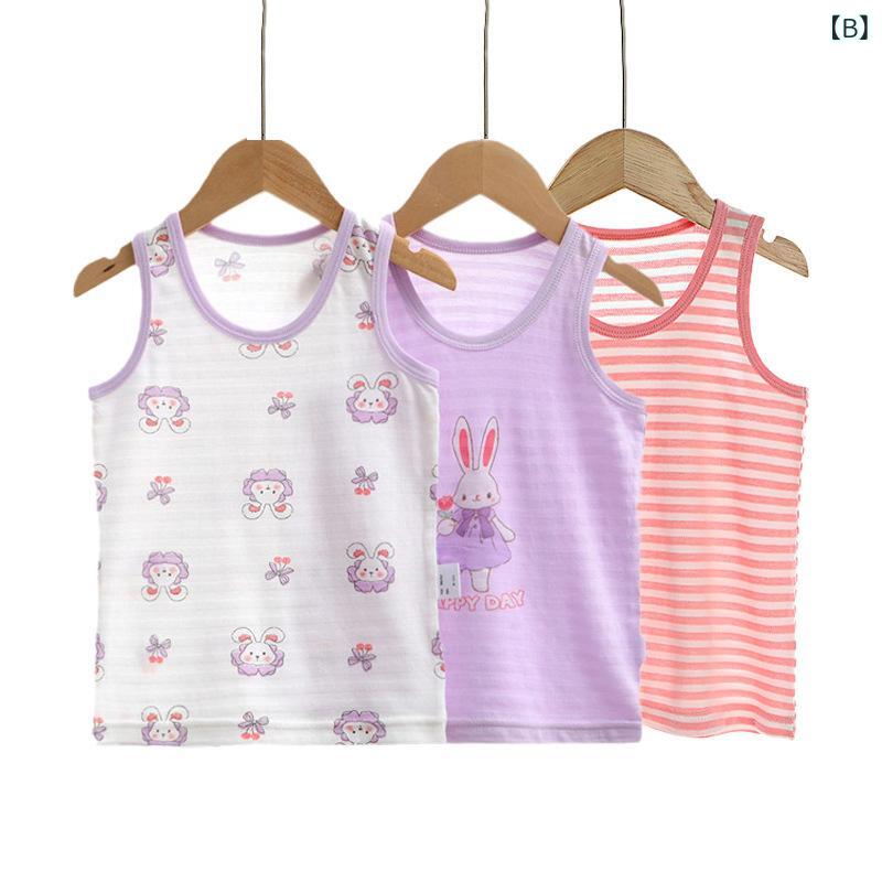子供用背心 ベビー 女児 タンクトップ 3枚セット 春秋冬 綿100% 柔らかい 通気性 吸湿性 かわいい ガールズ インナーシャツ キッズ トップス 90 100 110 120 130 140 150 160