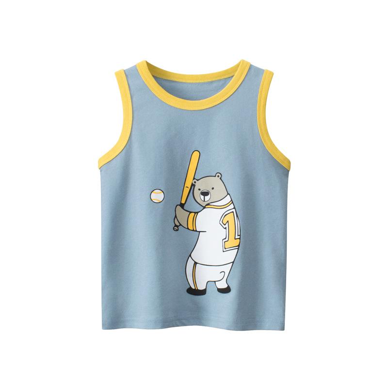 ・性別: 男・スタイル: 韩版・袖丈: ノースリーブ・対象年齢: 3～8歳、100～140cm・生地: 綿・柄: カートン・素材: 綿100%・ネックライン: ラウンドネック・色: 水色・対象身長: 90cm, 100cm, 110cm, 120cm, 130cm, 140cm・製品カテゴリ: 子供用タンクトップ