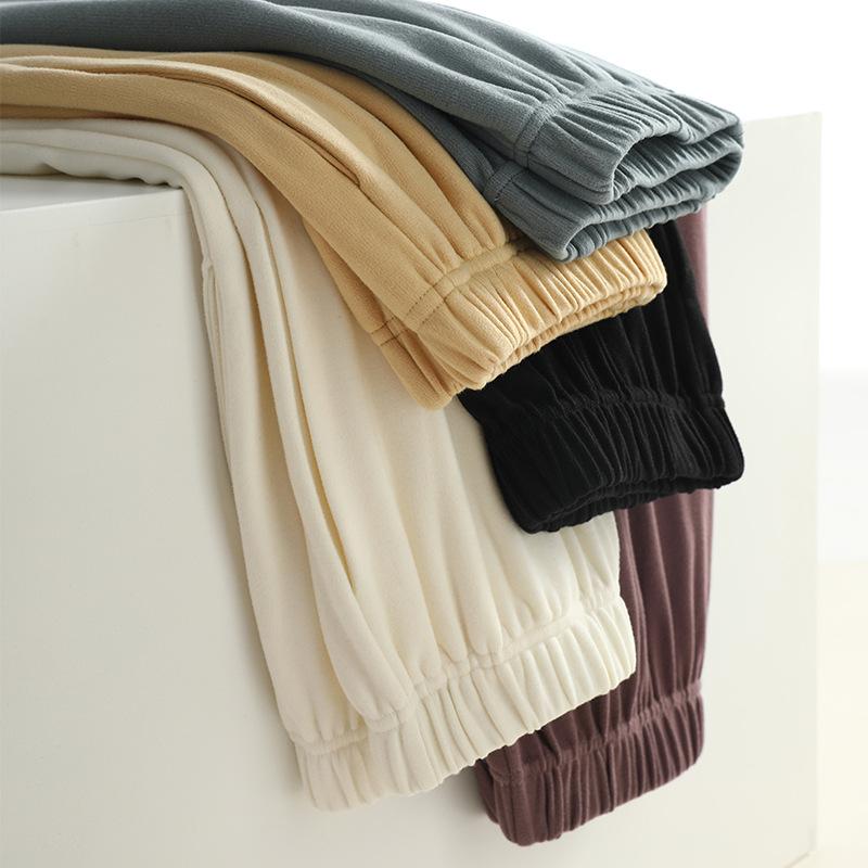 パジャマ レディース 秋冬 上下セット 長袖 Vネック ルームウェア 部屋着 あったか インナーシャツ スラックス 再生繊維 伸縮性 白 黒 黄色 ブルー