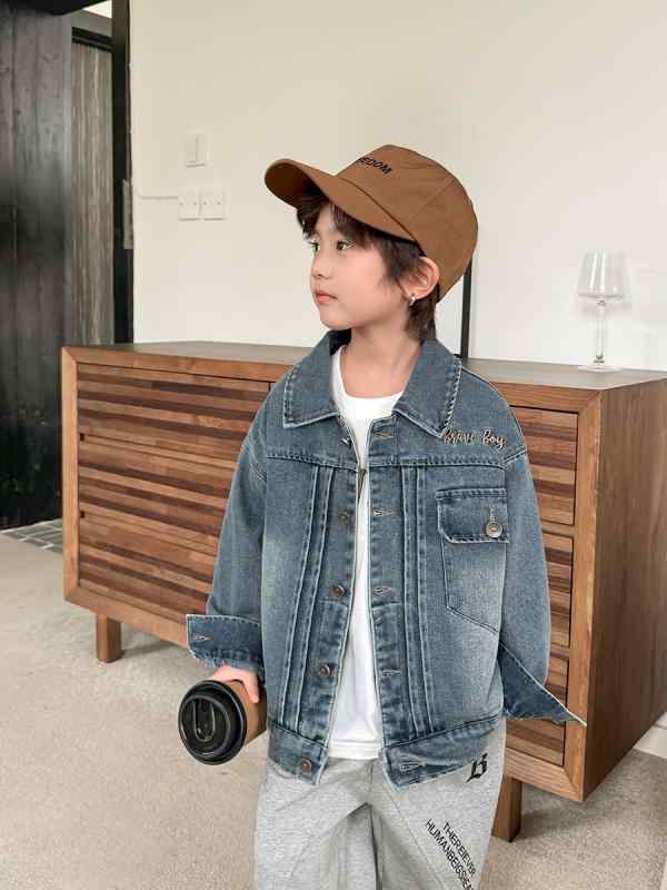 子供服 デニムジャケット 男の子 アウター 韓国風 ウォッシュ加工 春秋 110cm 120cm 130cm 140cm 150cm 160cm 170cm 綿
