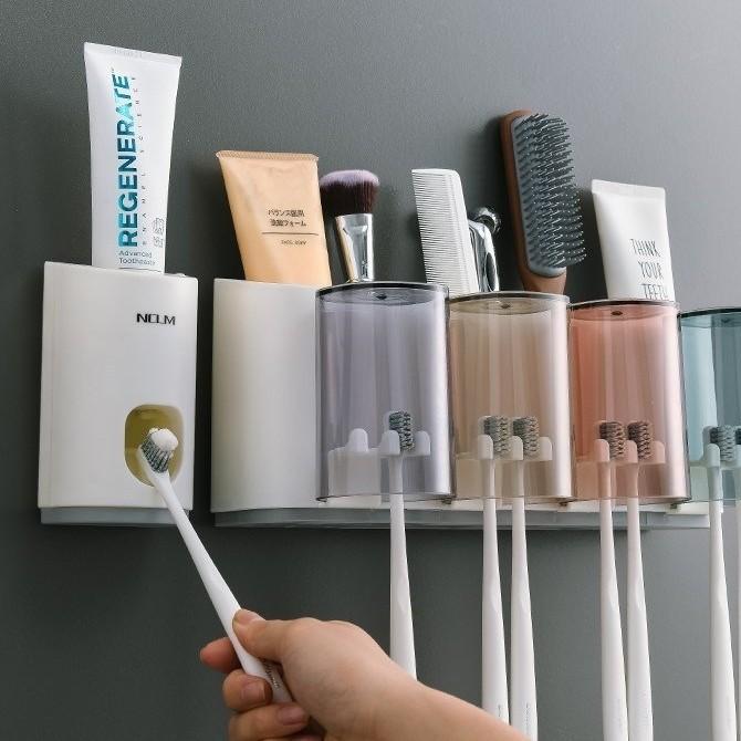 洗面用品 歯ブラシスタンド 歯磨き粉ホルダー 収納ラック 壁掛け