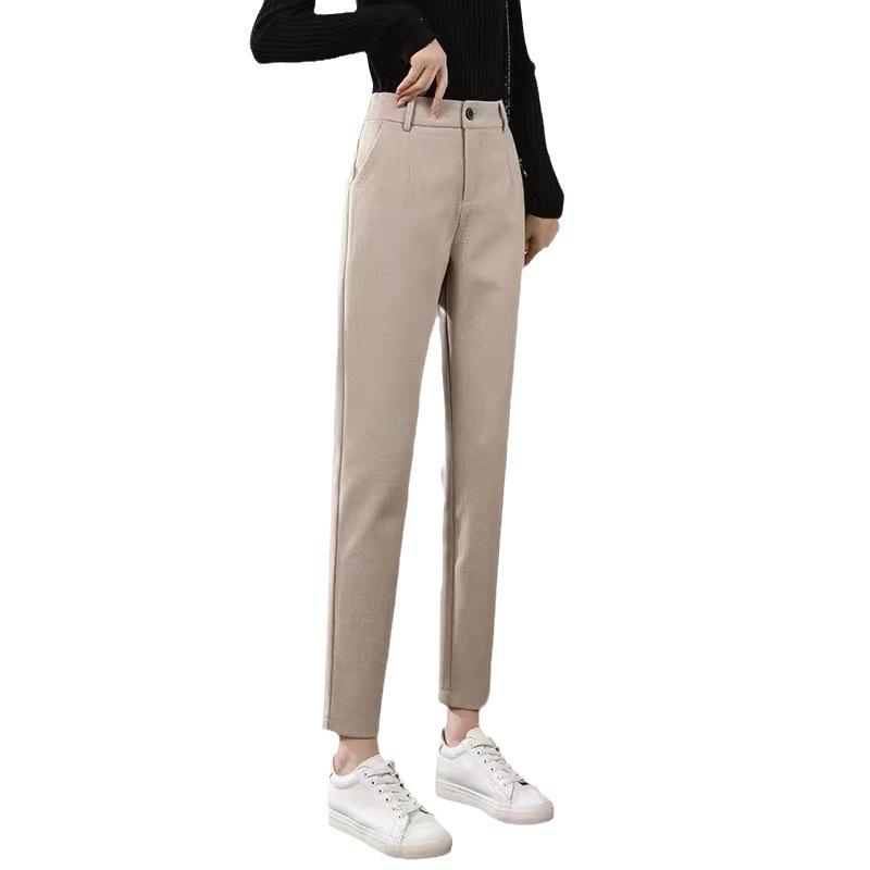 パンツ レディース 秋冬 裏起毛 厚手 毛呢 スラックス 小柄 細見え ハイウエスト 九分丈 テーパードパンツ あったか 通勤 きれいめ オフィス カジュアル