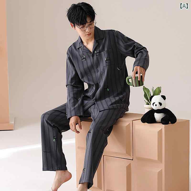 パジャマ レディース メンズ 春秋 綿 長袖 開襟 ルームウェア 上下セット ペアルック 部屋着 寝巻き 保温 快適 高品質(4.0)