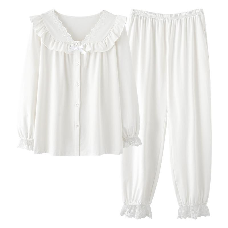 パジャマ レディース 春 長袖 綿100% 上下セット プリンセス風 ルームウェア かわいい 部屋着 寝間着 ..