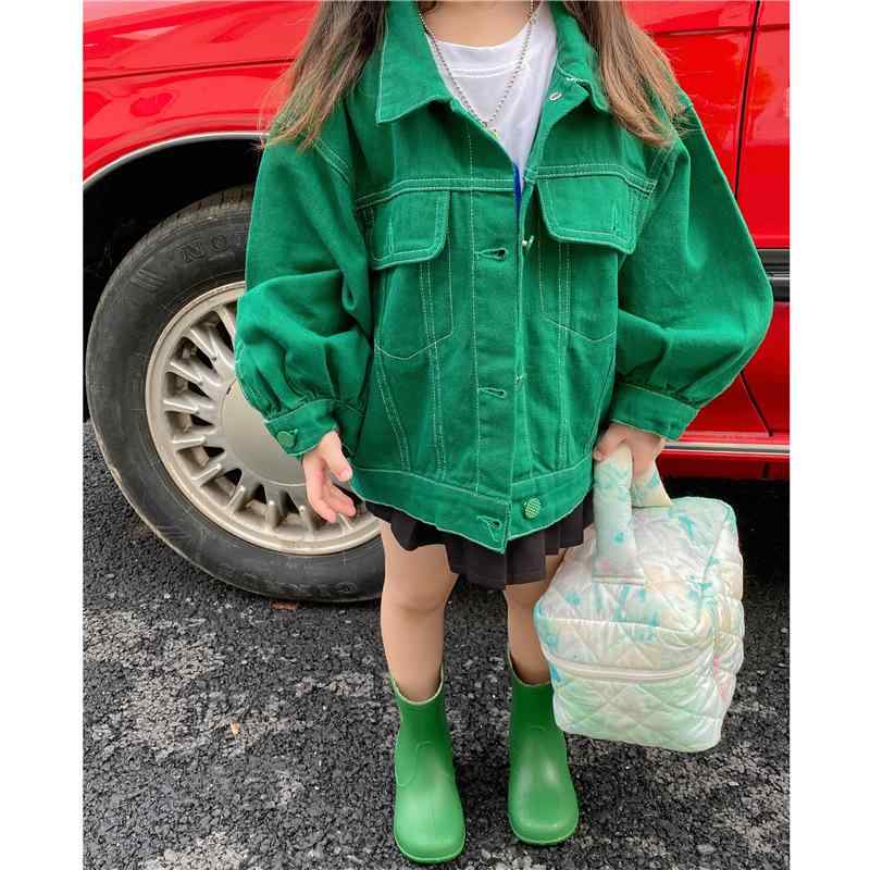 子供服 ジャケット 男女兼用 デニムジャケット ワークジャケット 韓国風 ボーイズ ガールズ アウター トップス 長袖 普段着 80 90 100 110 120 130cm(4.0)
