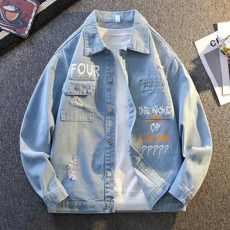 ジャケット ボーイズ デニム アウター ティーン 中学生 高校生 春秋 服 耐摩耗 宽松 長袖 青少年