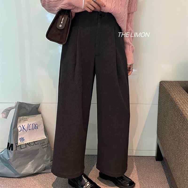 パンツ レディース 秋冬 厚手 コットン混紡 起毛 ストレートパンツ カジュアルパン...