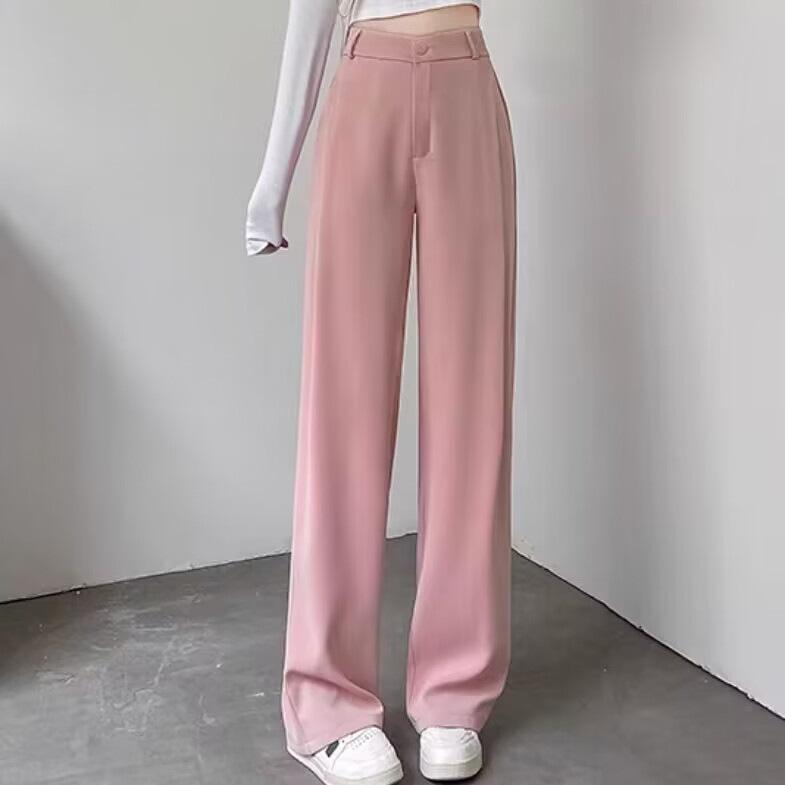 パンツ レディース ズボン カジュアルパンツ ワイドパンツ ストレートパンツ スラックス 再生繊維 高見え 美脚 脚長効果 伸縮性 薄手 ゆったり グレー ホワイト ブラック ピンク系 カーキ色 ベージュ S M L XL 2XL 春 秋 韓国ファッショ