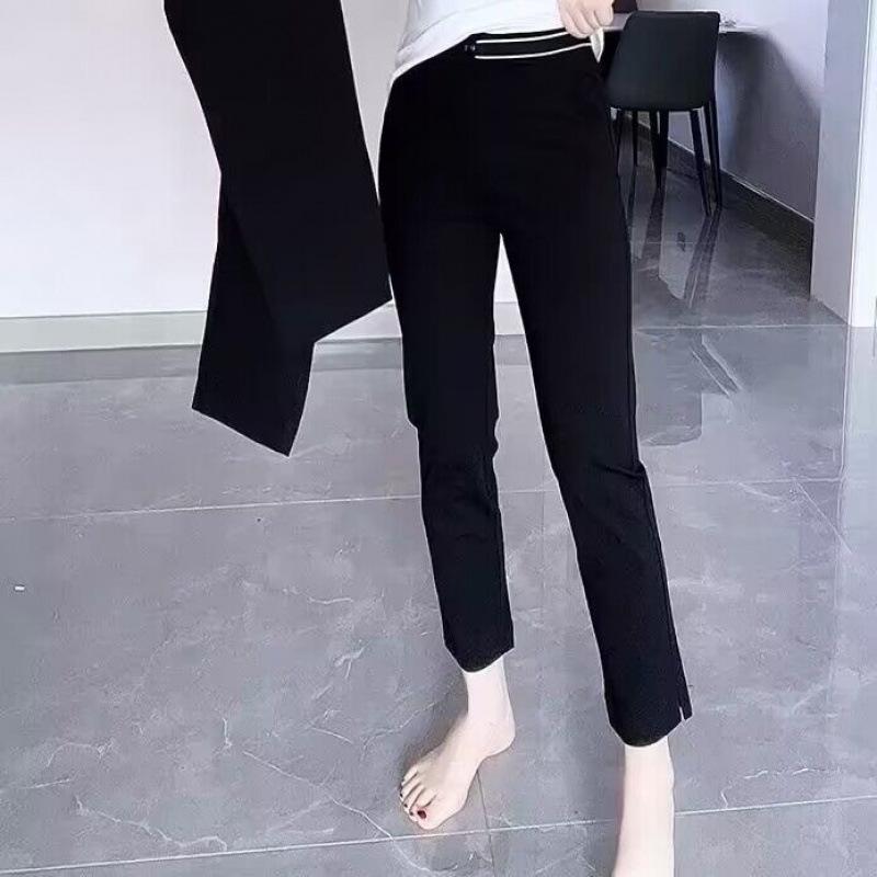 パンツ レディース 黒 テーパードパンツ ポリエステル 直筒パンツ ハイウエスト 薄手 美脚 スラックス カジュアル 通勤 オフィス 9分丈 無地